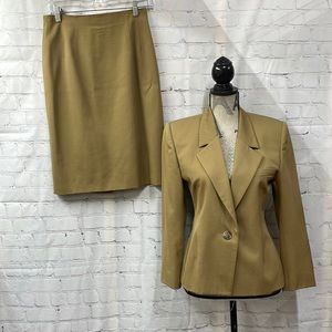 Linda Allard for Ellen Tracy vintage skirt suit set wool size 6P
